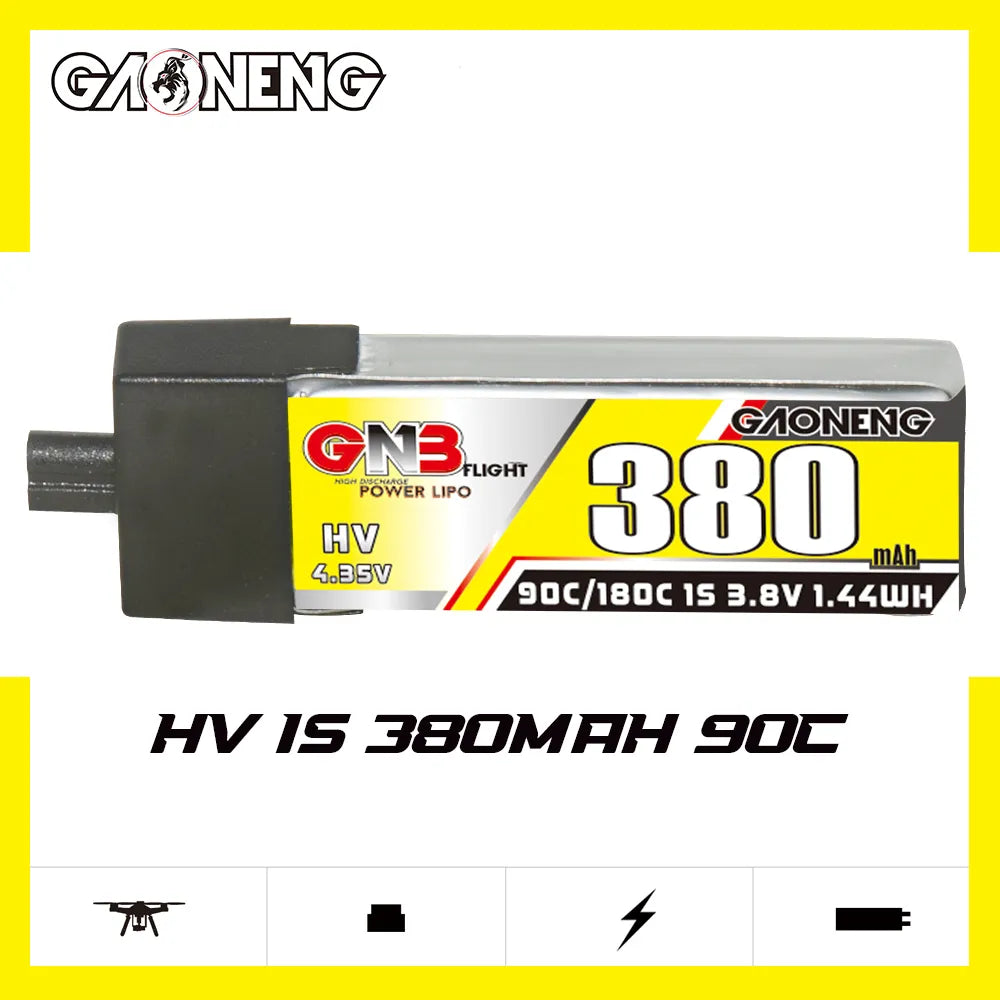 GAONENG GNB LiHV 1S 3.8V 380mAh 90C A30 Plastic Head LiPo Battery [DG]
