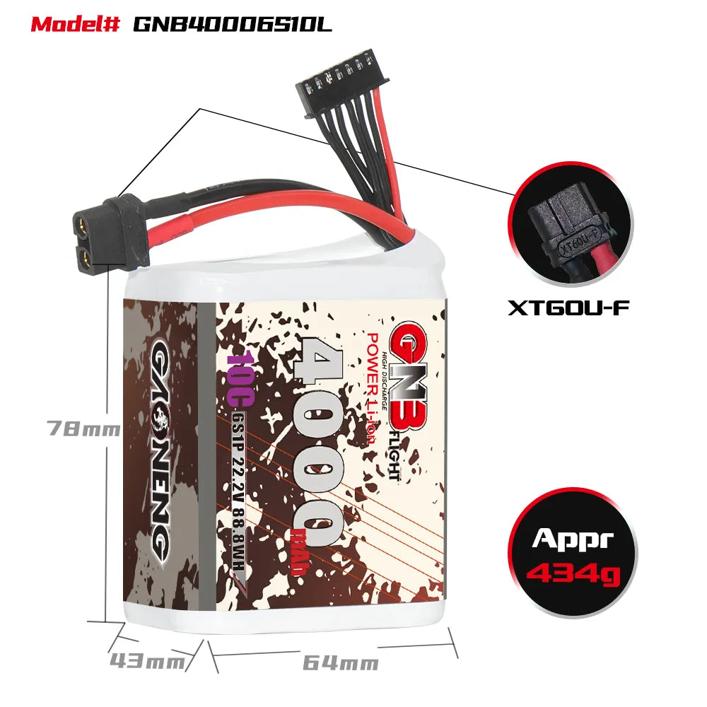 GAONENG GNB 6S 22.2V 4000mAh 10C XT60 Li-ion Battery [DG]