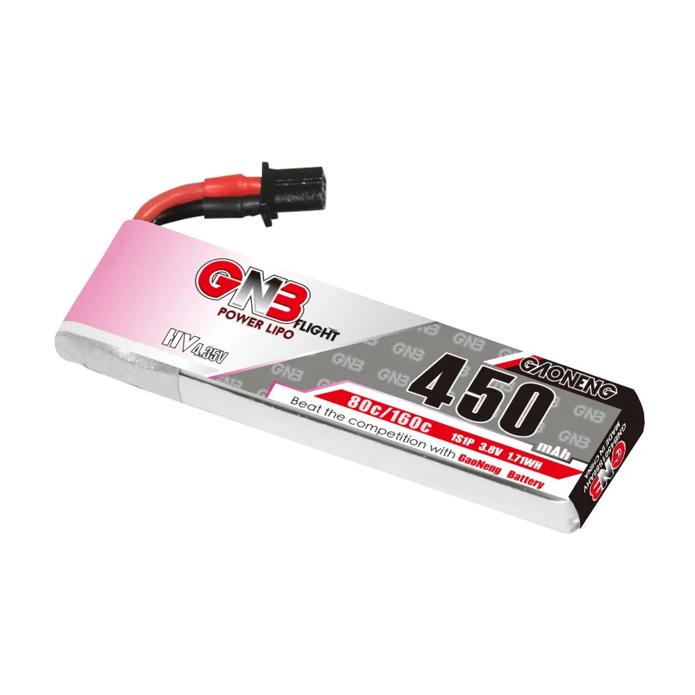 GAONENG GNB LiHV 1S 3.8V 450mAh 80C A30 Cabled LiPo Battery [DG]