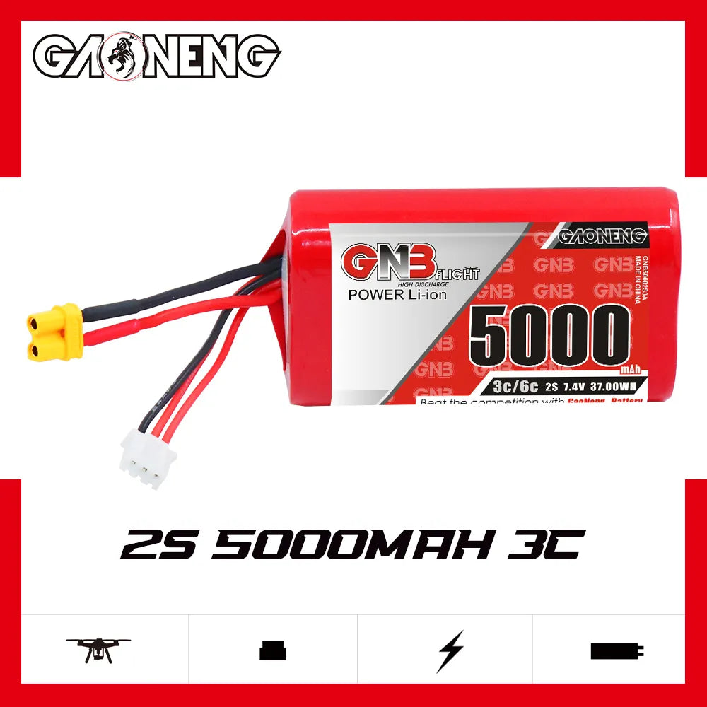 GAONENG GNB 2S 7.4V 5000mah 3C LiPo Battery XT30 for Jumper T20 GEMINI [DG]