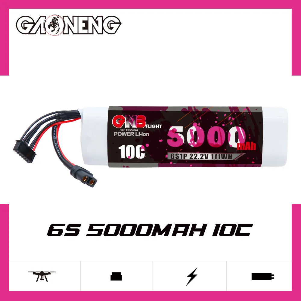 GAONENG GNB 6S 22.2V 5000mAh 10C XT60 Li-ion Battery made with Samsung 21700 50S Suits TBS Mojito [DG]