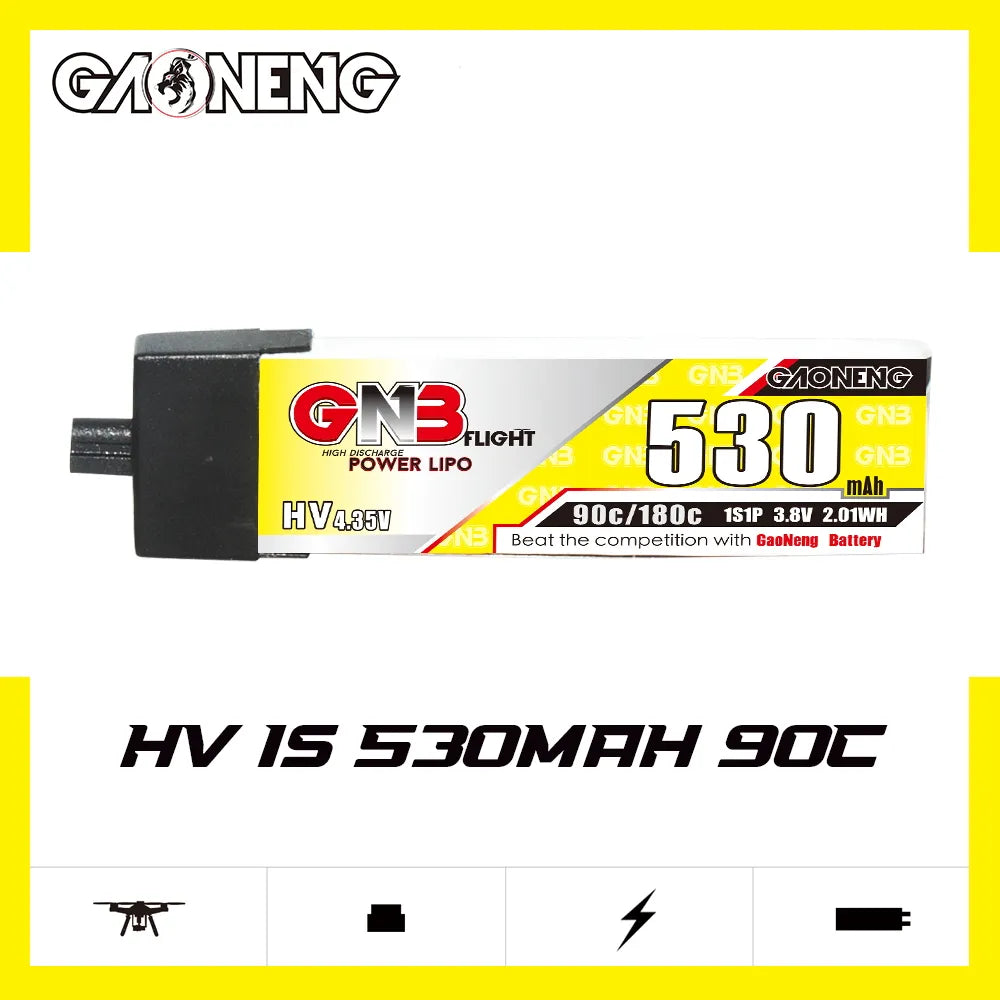 GAONENG GNB LiHV 1S 3.8V 530mAh 90C A30 Plastic Head LiPo Battery [DG]