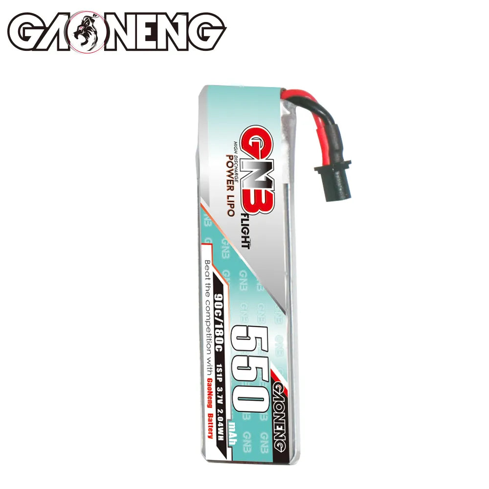 GAONENG GNB 1S 3.7V 550mAh 90C A30 Cabled LiPo Battery Long Type [DG]