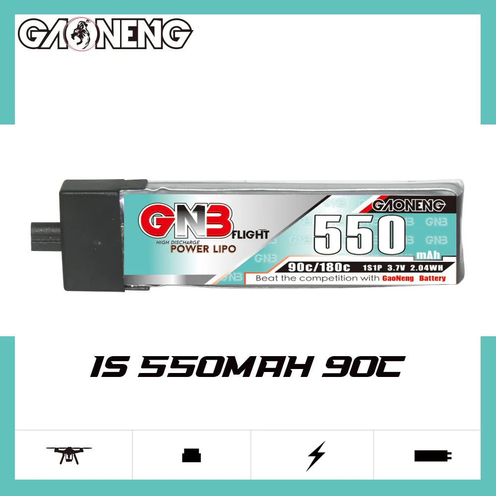 GAONENG GNB 1S 3.7V 550mAh 90C A30 Plastic Head LiPo Battery [DG]