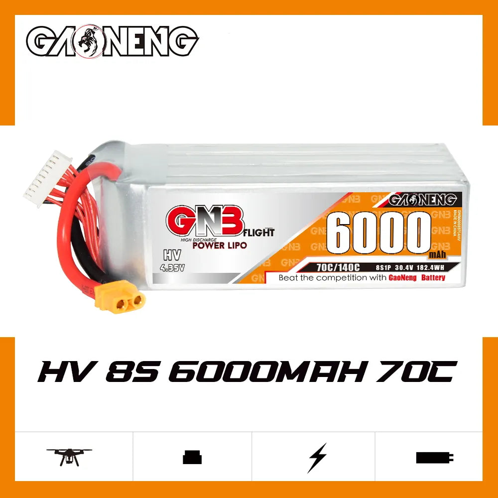 GAONENG GNB HV 8S 30.4V 6000mAh 70C LiPo Battery XT60 Suits TBS Mojito [DG]