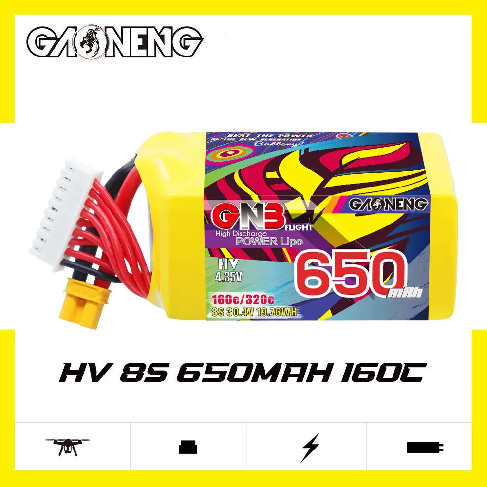 GAONENG GNB LiHV 8S 30.4V 650mAh 160C LiPo Battery XT30 [DG]