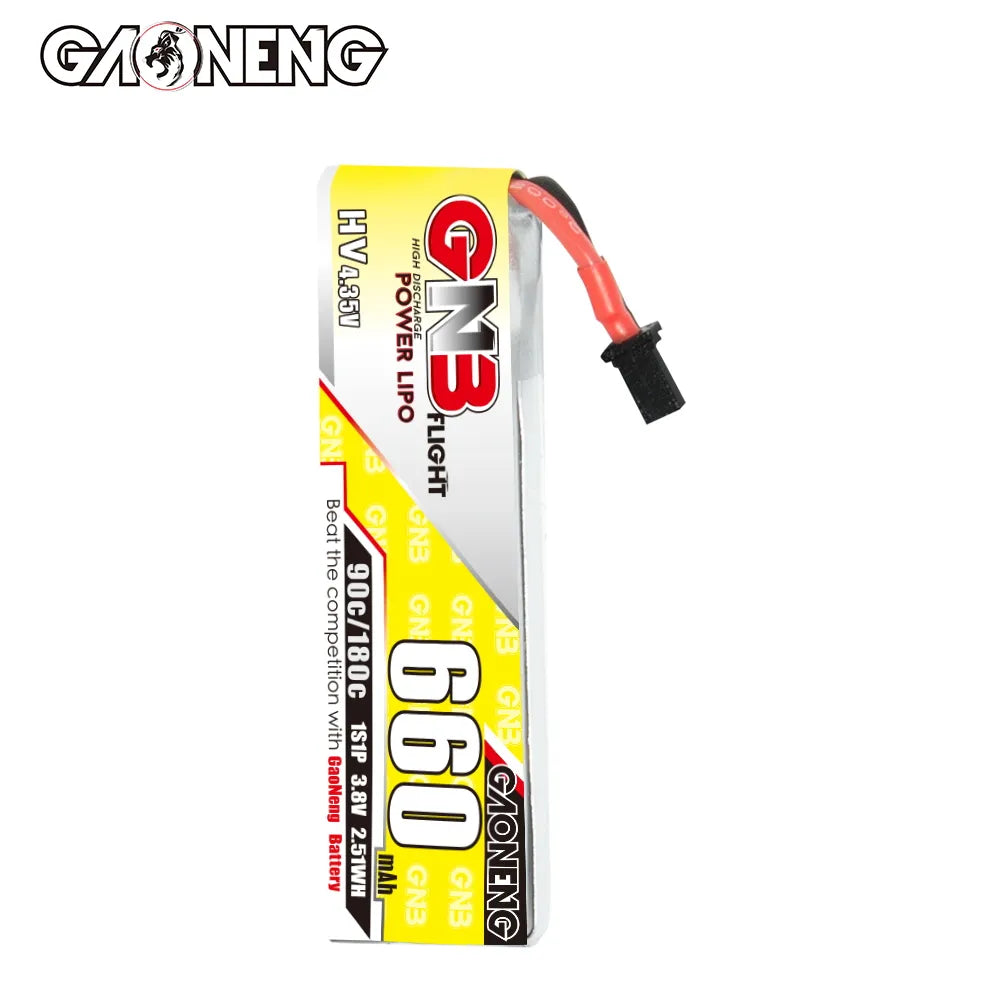 GAONENG GNB LiHV 1S 3.8V 660mAh 90C A30 Cabled LiPo Battery [DG]