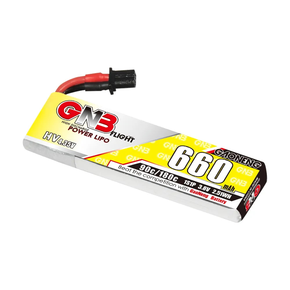 GAONENG GNB LiHV 1S 3.8V 660mAh 90C A30 Cabled LiPo Battery [DG]