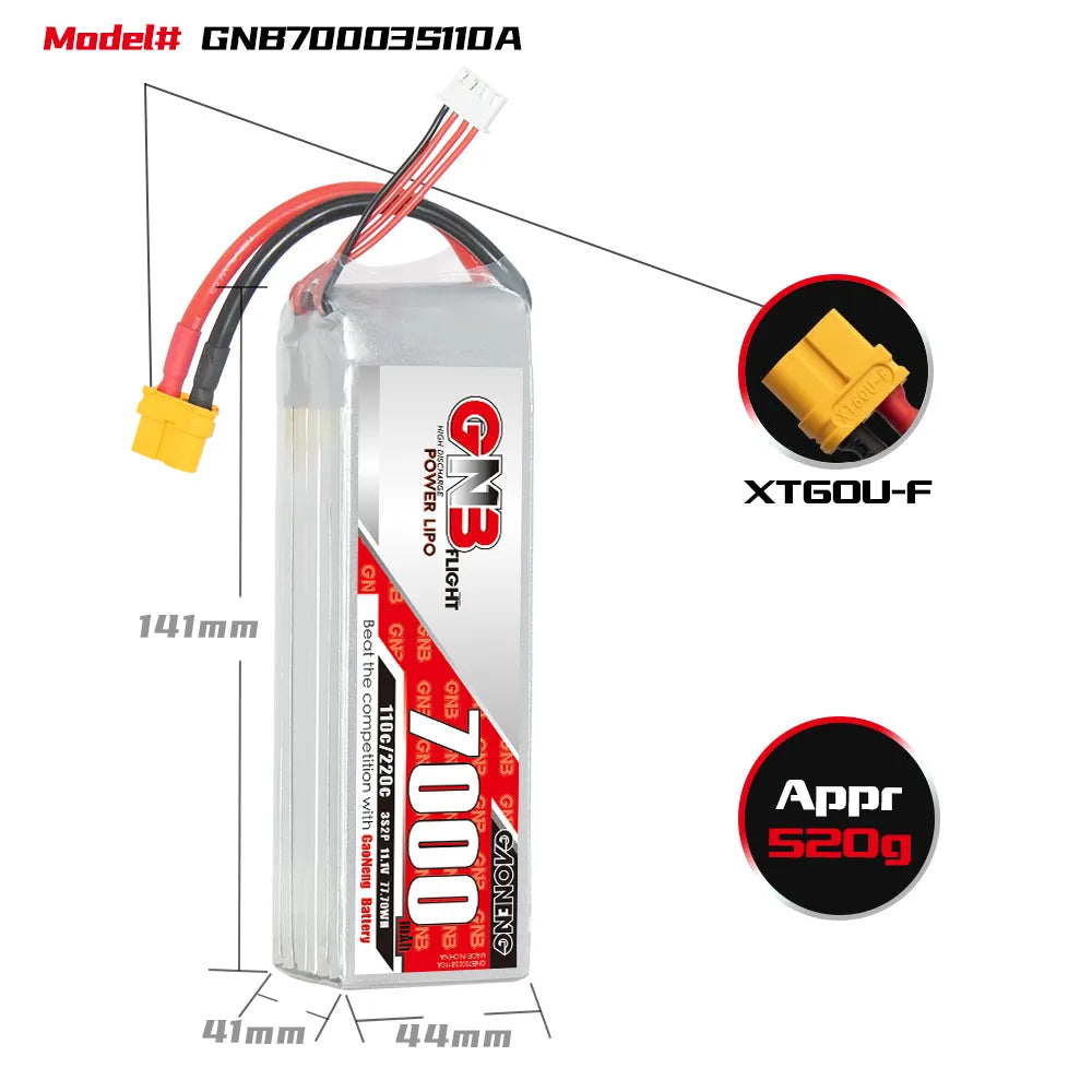 GAONENG GNB 3S 11.1V 7000mAh 110C  LiPo Battery XT60 [DG]