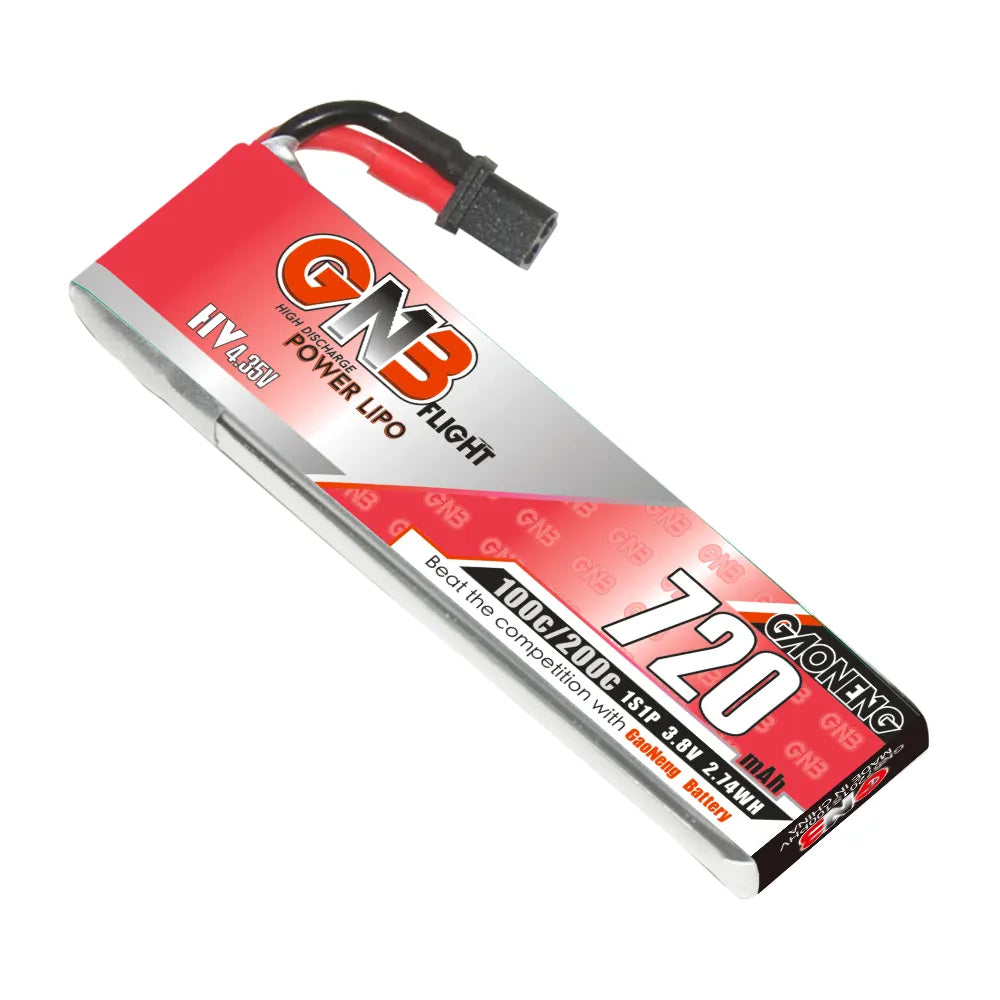 GAONENG GNB LiHV 1S 3.8V 720mAh 100C A30 Cabled LiPo Battery [DG]