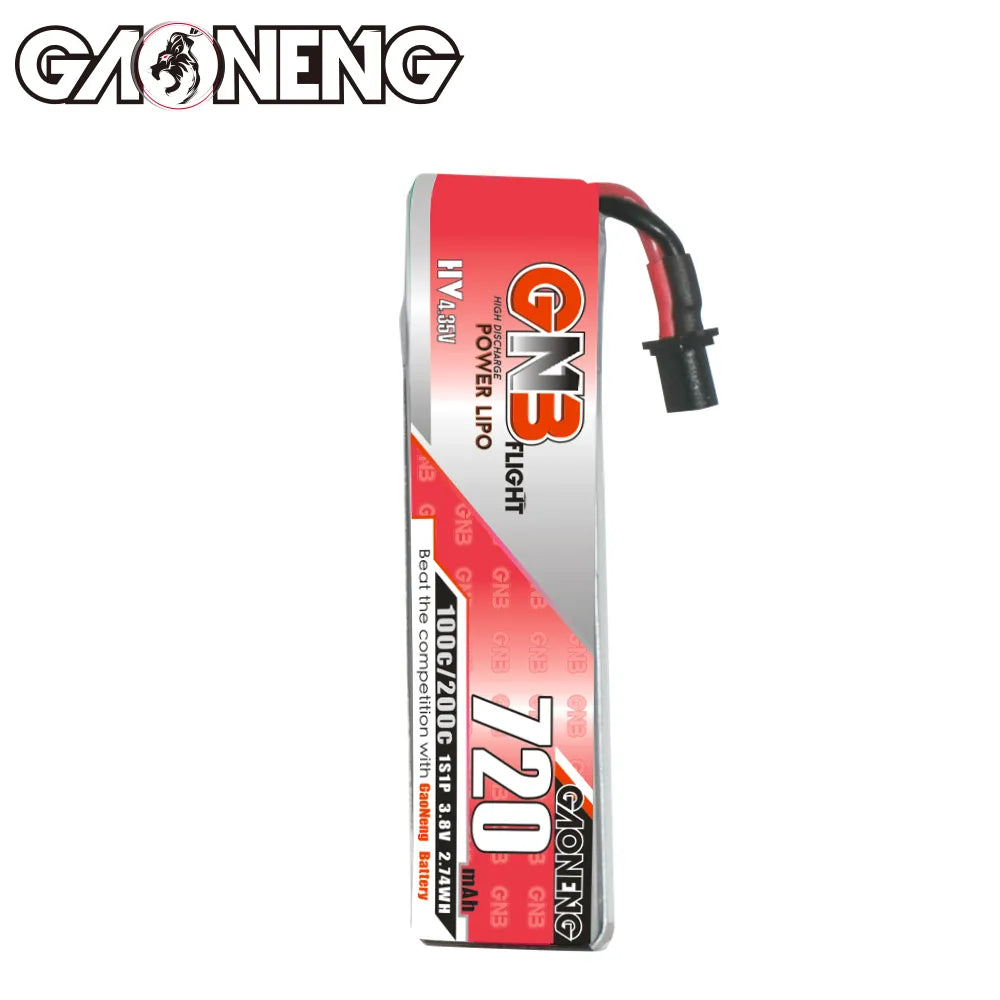 GAONENG GNB LiHV 1S 3.8V 720mAh 100C A30 Cabled LiPo Battery [DG]