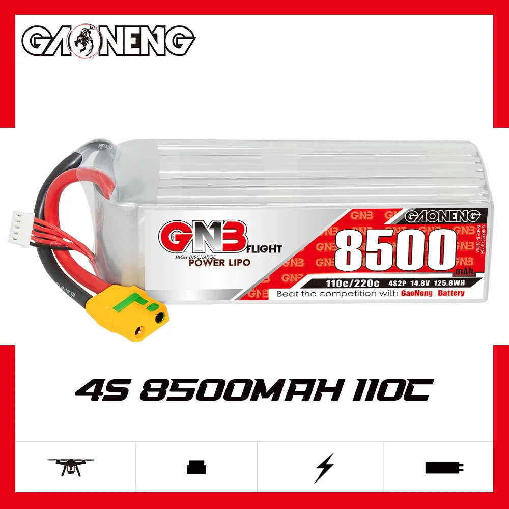GAONENG GNB 4S 14.8V 8500mAh 110C RC LiPo Battery XT90S Anti Spark [DG]