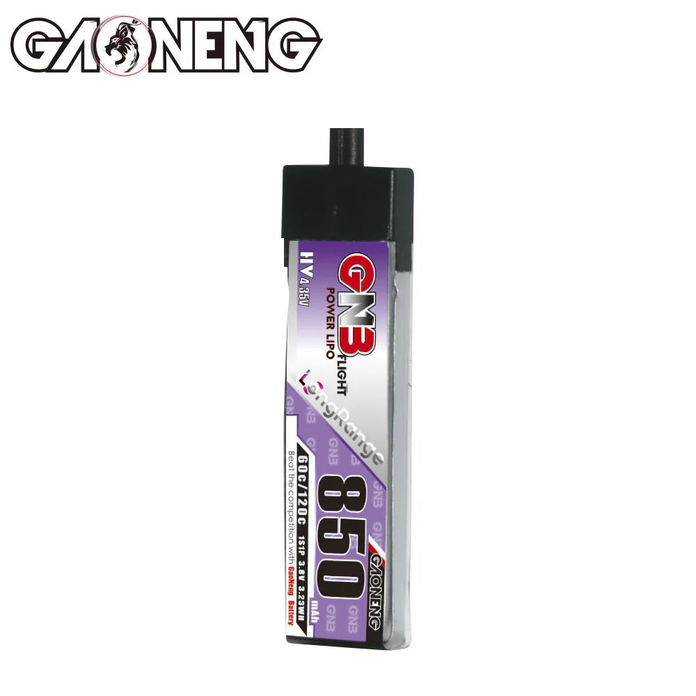 GAONENG GNB LiHV 1S 3.8V 850mAh 60C A30 Plastic Head LiPo Battery Long Range [DG]