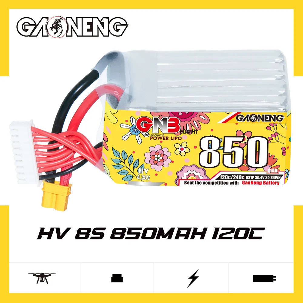 GAONENG GNB LiHV 8S 30.4V 850mAh 120C XT30 Connector LiPo Battery [DG]