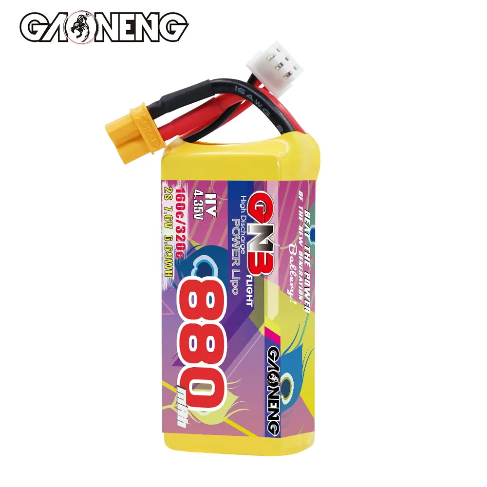 GAONENG GNB LiHV 2S 7.6V 880mah 160C XT30 LiPo Battery [DG}