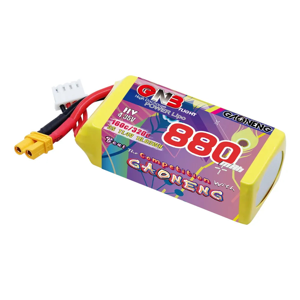 GAONENG GNB LiHV 3S 11.4V 880mAh 160C XT30 LiPo Battery [DG]