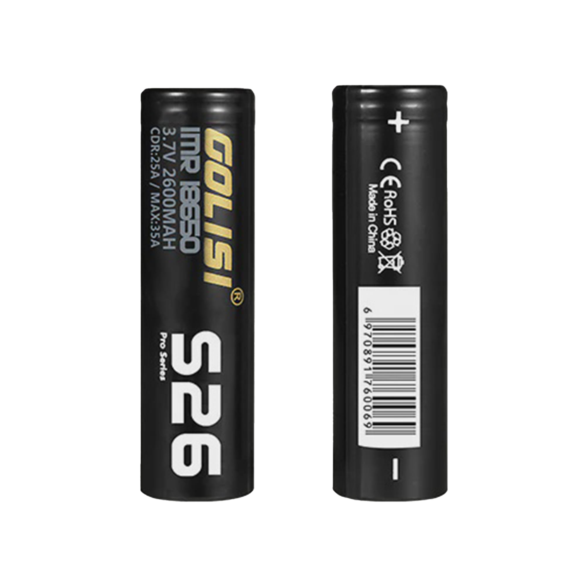 Golisi S26 18650 2600mAh 35A Lithium Li-Ion Rechargeable Battery (2pc) [DG]