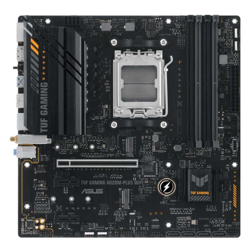 ASUS AMD A620M TUF GAMING A620M-PLUS WIFI (AM5) Micro-ATX Motherboard, 4xDDR5 192GB, 1 x PCIe 4.0 x16 slot, 2 x M.2 slots, 4 x SATA , Wi-Fi 6 [PC]