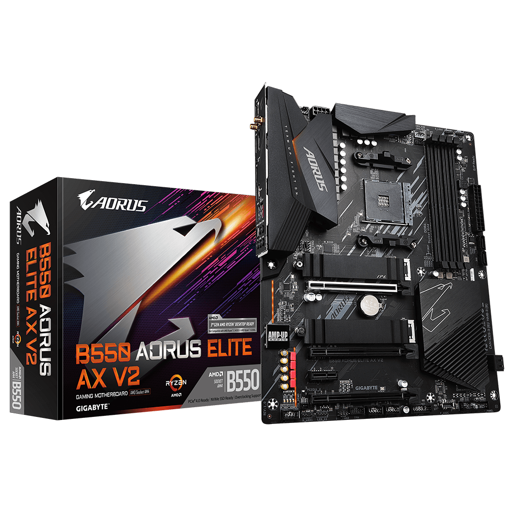 Gigabyte B550 AORUS ELITE AX V2 AMD Ryzen ATX Motherboard 4xDDR4 4xSATA 2xM.2 DP HDMI LAN RAID 3xPCIEx16 4xUSB3.2 [PC]