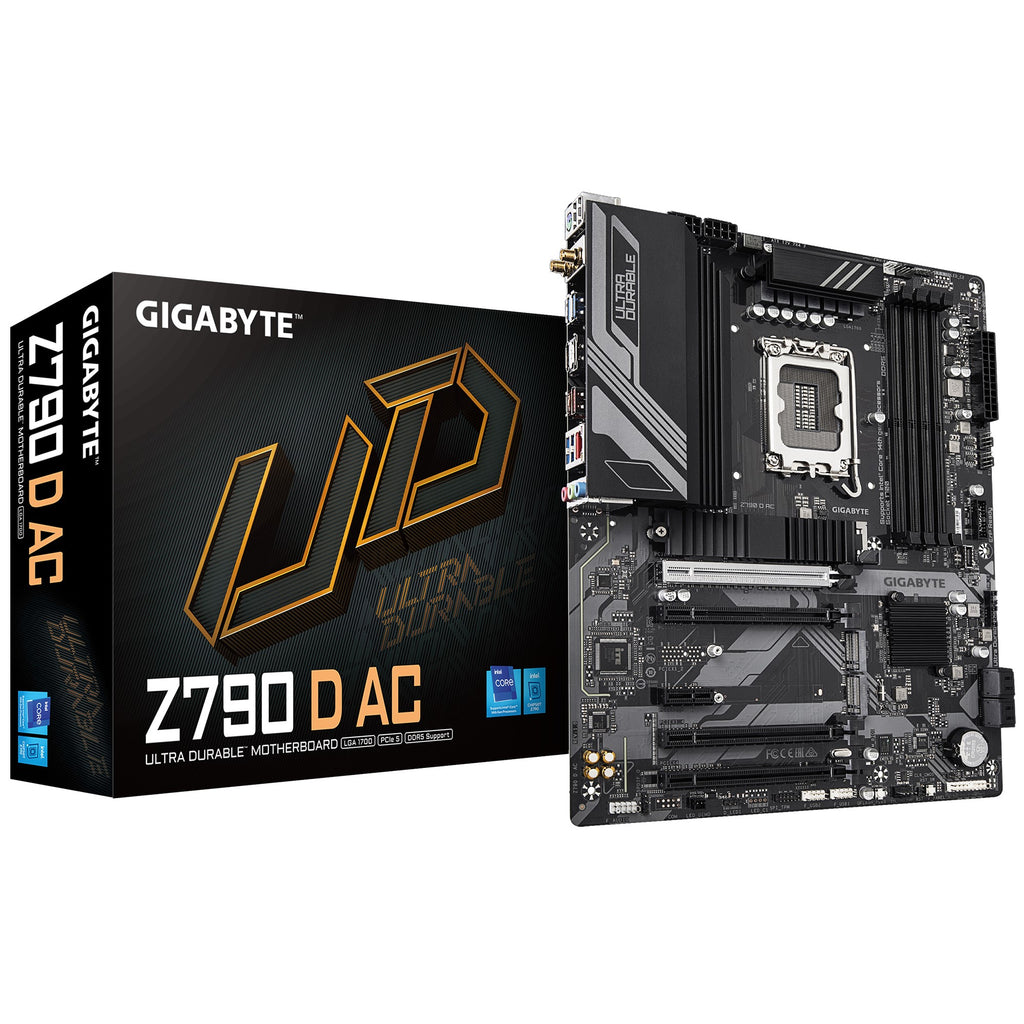 Gigabyte Z790 D AC-LGA1700 Motherboard, 4x DDR5 ~192GB, 3x PCI-E x16, 3x M.2, 6x SATA, 5x USB 3.2, 1x USB-C