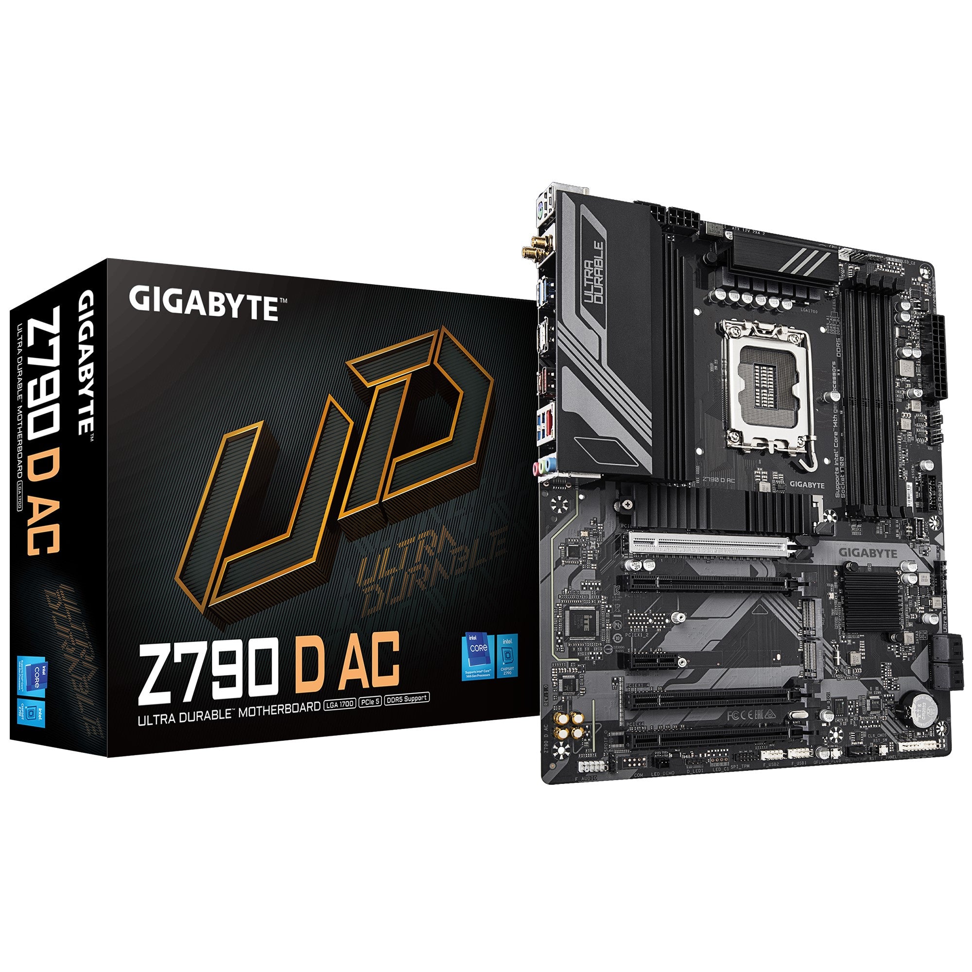 Gigabyte Z790 D AC-LGA1700 Motherboard, 4x DDR5 ~192GB, 3x PCI-E x16, 3x M.2, 6x SATA, 5x USB 3.2, 1x USB-C