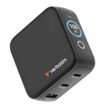 Verbatim Mini GaN Charger 100W with Display Compact 3-port wall charger with USB-C® Power Delivery and Quick Charge 3.0 [PC]