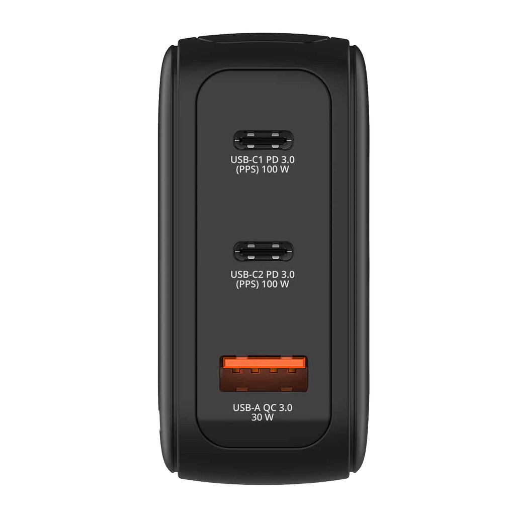 Verbatim Mini GaN Charger 100W with Display Compact 3-port wall charger with USB-C® Power Delivery and Quick Charge 3.0 [PC]