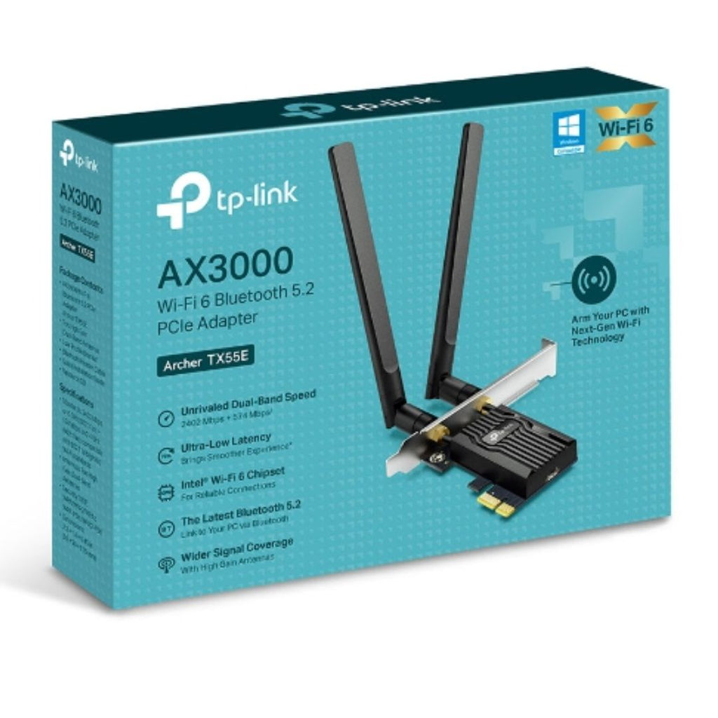 TP-Link Archer TX55E AX3000 Wi-Fi 6 Bluetooth 5.2 PCIe Adapter, 2402Mbps@5GHz, 574Mbps@2.4GHz [PC]