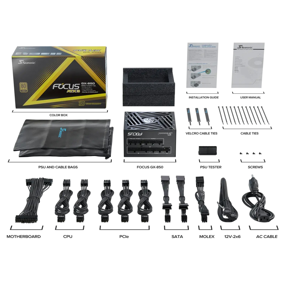 Seasonic 850W Focus GX-850 V4 Fully Modular 80 Plus Gold ATX3.1/PCIE 5.1 PSU PSUSEAFOCUSGX850V4 [PC]