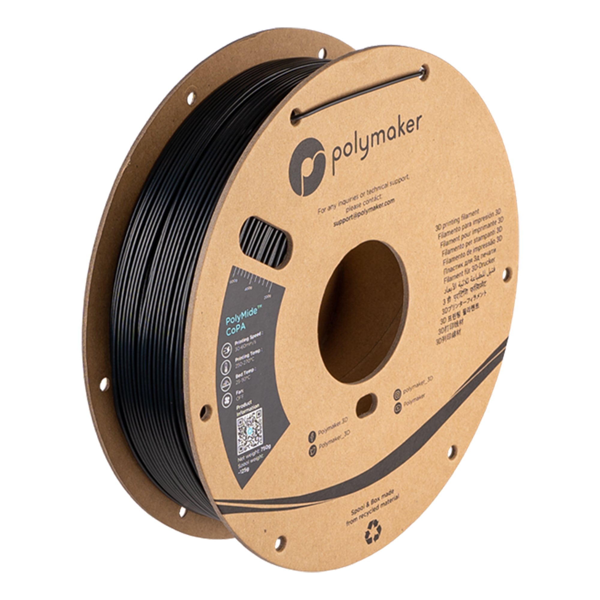 Polymaker PolyMide CoPA Nylon Black Filament 1.75mm 750g