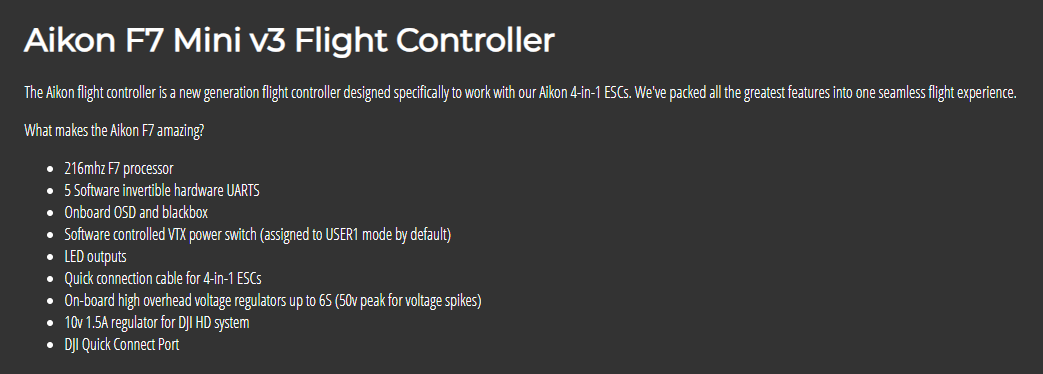 Aikon F7 Mini V3 20x20 MPU6000 Flight Controller