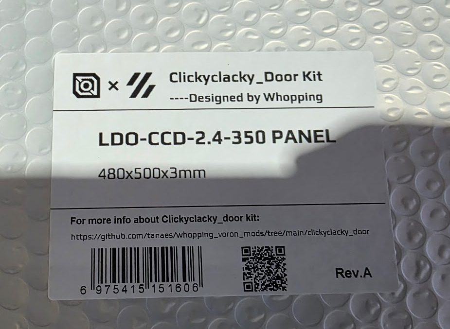 Clicky-Clack Fridge Door Panel for Voron V2 by LDO Motors REV.A