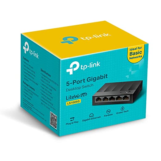 TP-Link LiteWave 5-Port Desktop Gigabit Ethernet Switch, 5× 10/100/1000Mbps RJ45 Port, Auto-MDI/MDIX, IEEE 802.3X, Plastic Case LS1005G [PC]