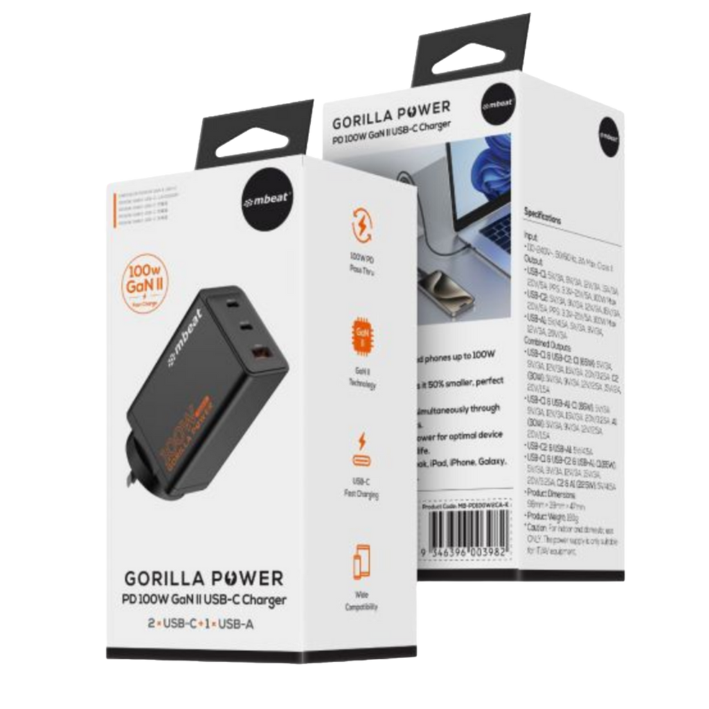 mbeat Gorilla Power PD100W GaN II USB-C Charger