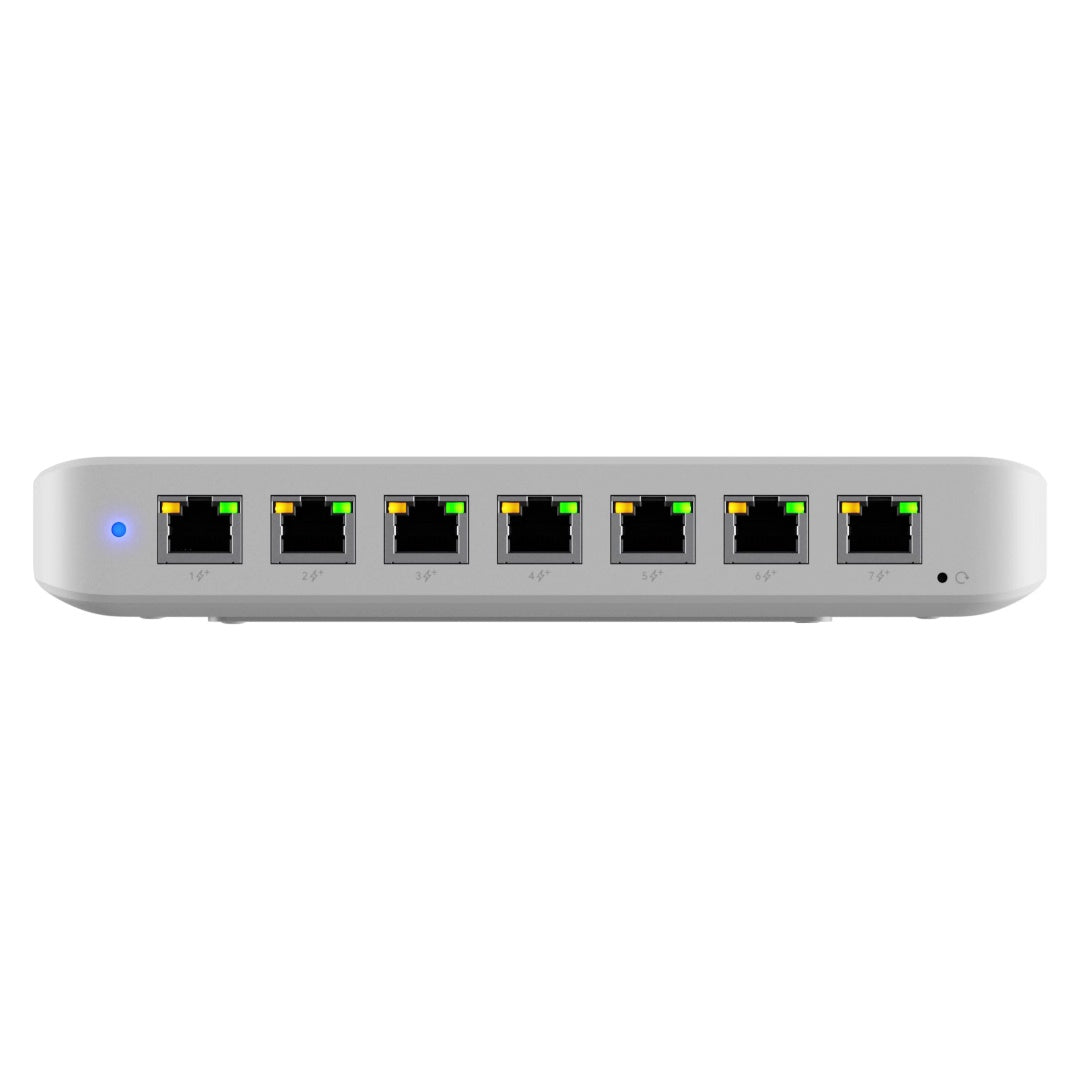 Ubiquiti Ultra 60W, Compact 8-port Layer 2 GbE PoE Switch, Versatile Mounting, 7 GbE PoE+ Output ports, 1 GbE Port, Includes PSU