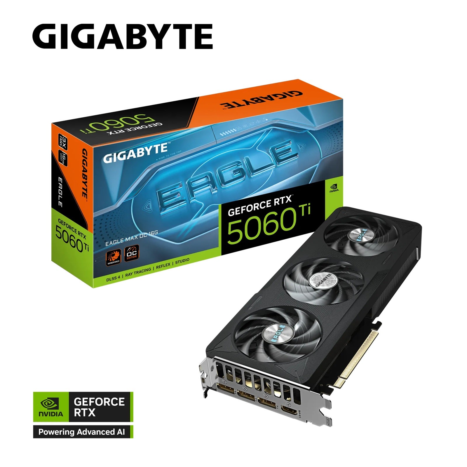 Gigabyte GeForce RTX™ 5060 Ti EAGLE MAX OC 16G, 2617 MHz, CUDA 4608, 28 Gbps, GDDR7, 128 bit, PCI-E 5.0, PSU 650W, DisplayPort 2.1b *3 HDMI 2.1b *1 [PC]