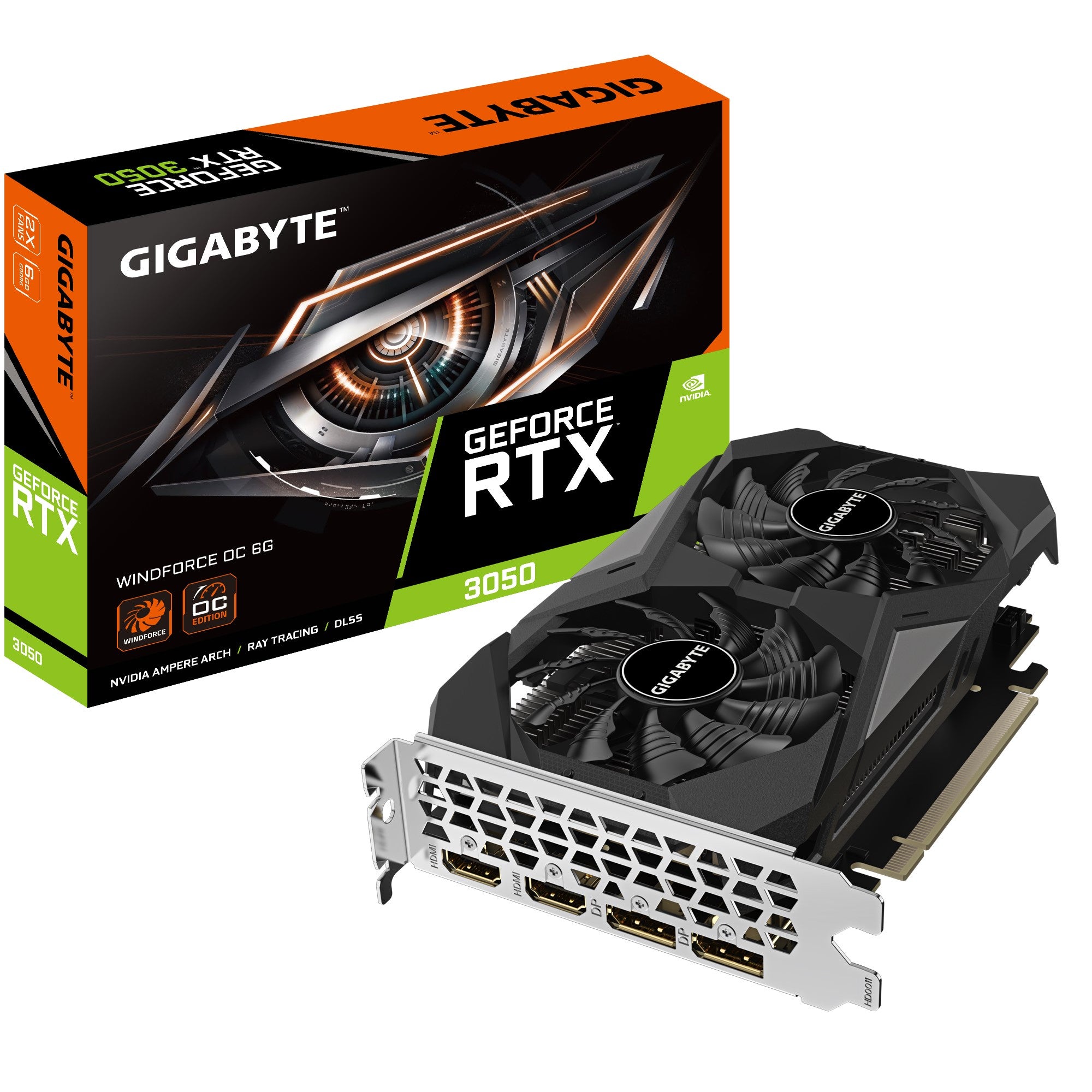 Gigabyte nVidia GeForce RTX 3050 WINDFORCE OC 6G 1.0 GDDR6 Video Card, 1477 MHz PCI-E 4.0, 2x DP 1.4, 2x HDMI 2.1 (V2) [PC]