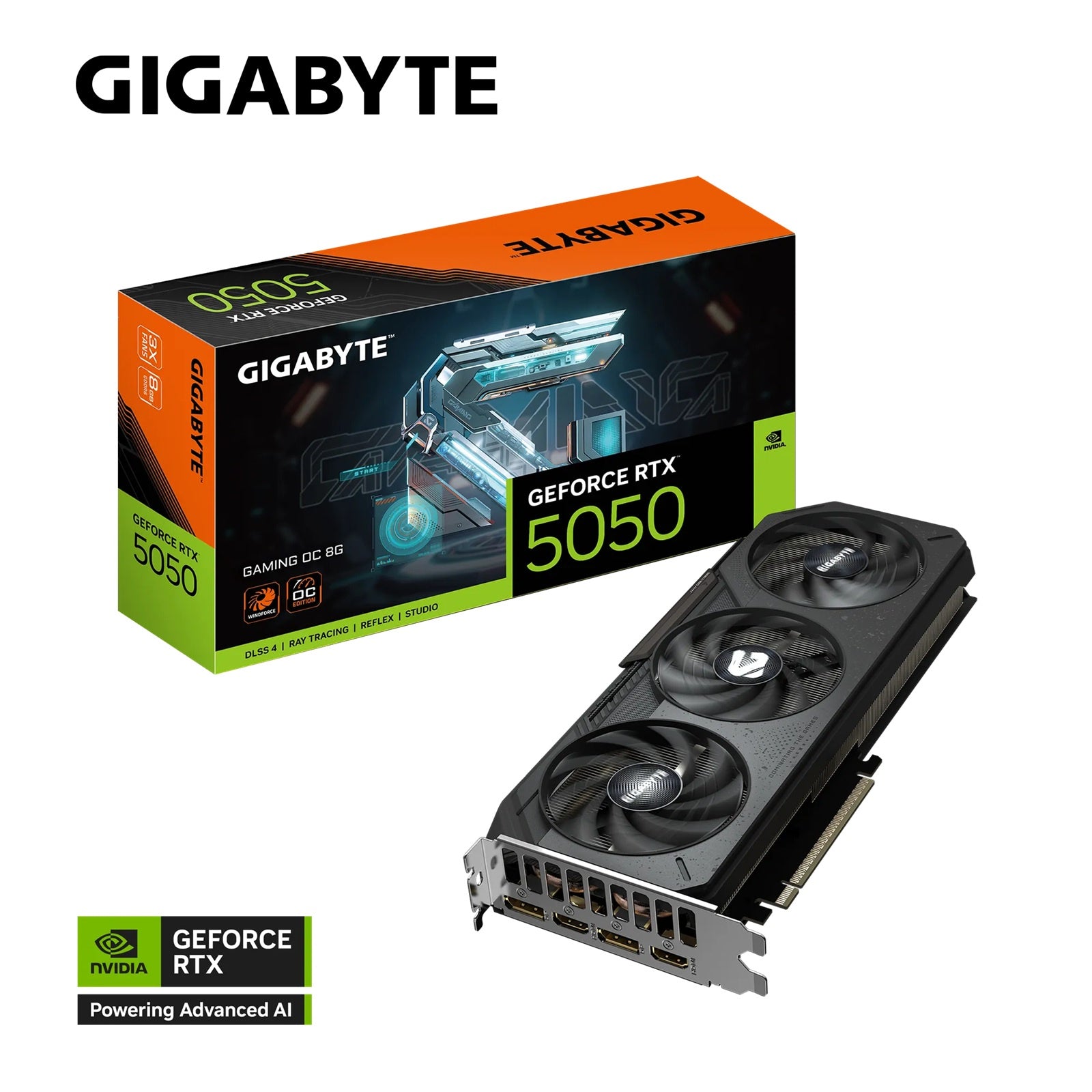 Gigabyte GeForce RTX™ 5050 GAMING OC 8G, 20 Gbps, GDDR6, 128 bit, PCI-E 5.0, DirectX 12 API, PSU 550W, 8 Pin*1, DisplayPort 2.1b *2, HDMI 2.1b *2 GV-N5050GAMING OC-8GD [PC]