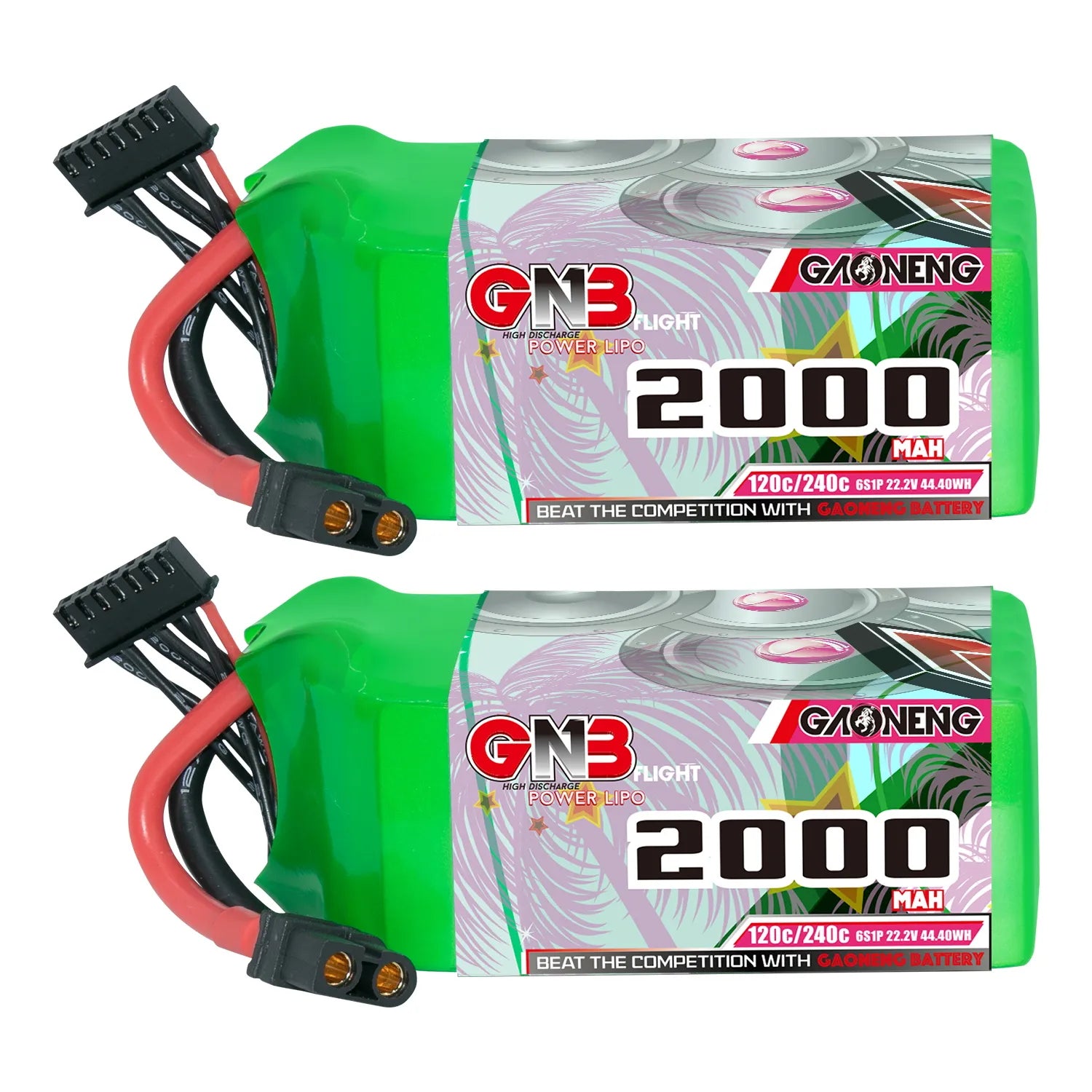 GAONENG GNB 6S 22.2V 2000mAh 120C XT60 LiPo Battery (2 pack) [DG]
