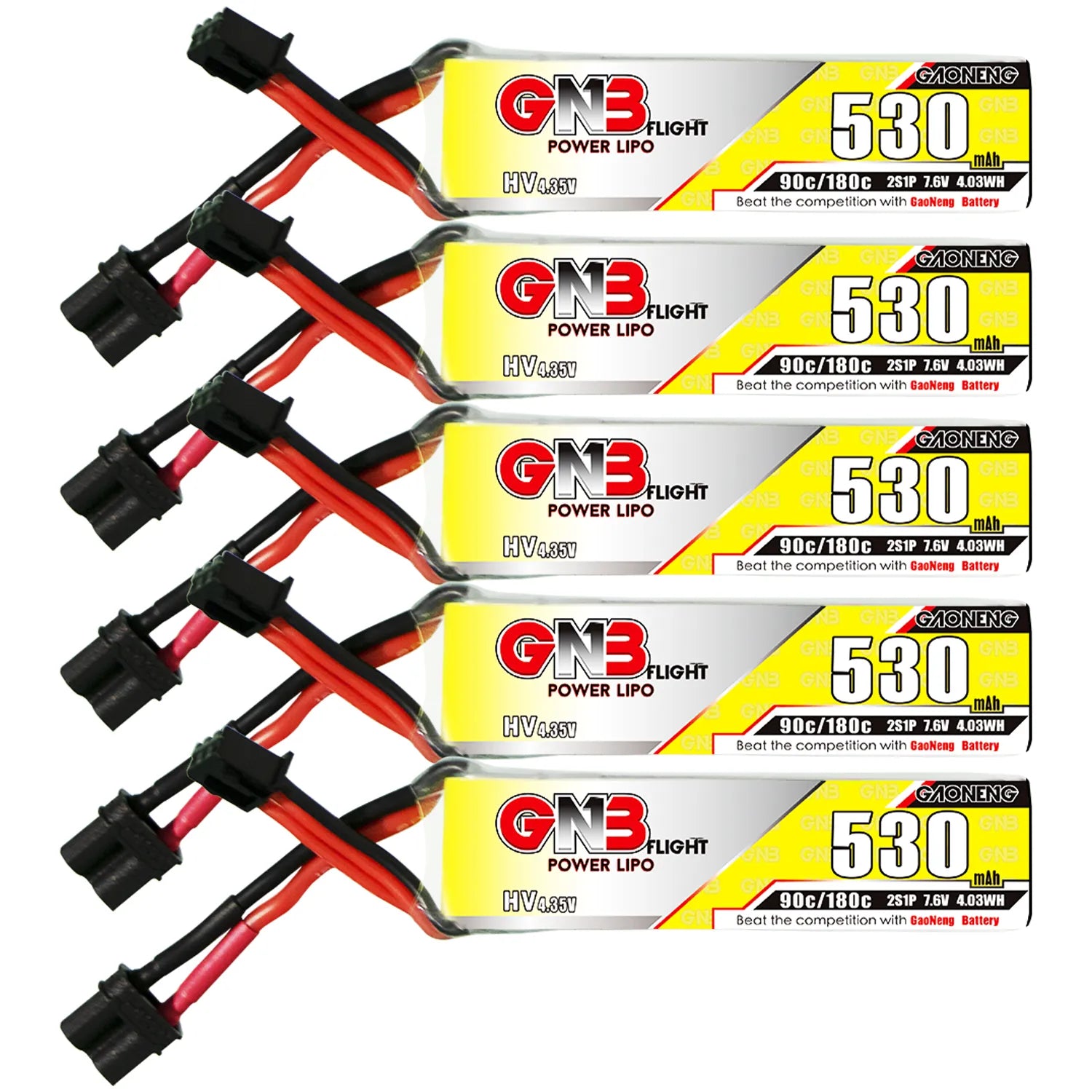 GAONENG GNB LiHV 2S 7.6V 530mAh 90C XT30 LiPo Battery Long Type [DG]
