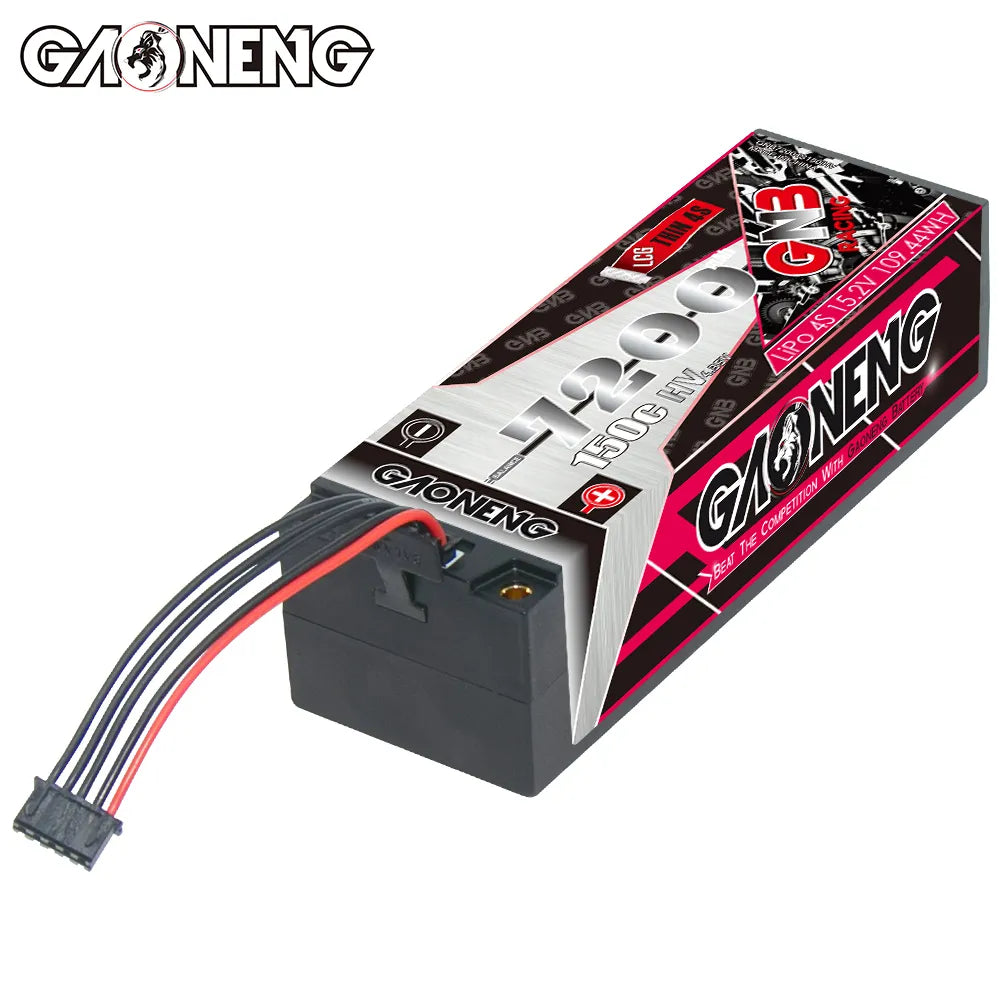 GAONENG GNB LiHV 4S 15.2V 7200mAh 150C 5mm Bullet LCG Thin 4S Hard Case LiPo Battery [DG]