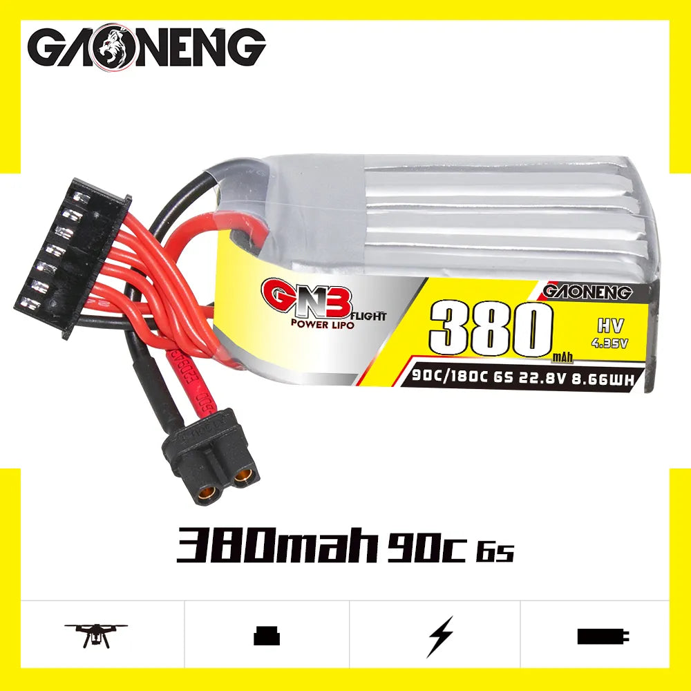 GAONENG GNB LiHV 6S 22.8V 380mAh 90C XT30 LiPo Battery [DG]