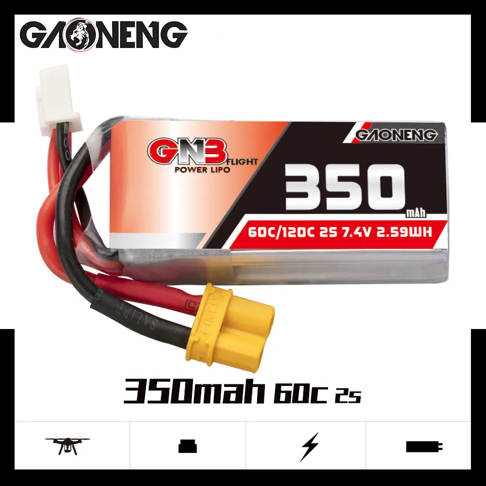 GAONENG GNB 2S 7.4V 350mAh 60C LiPo Battery XT30 [DG]