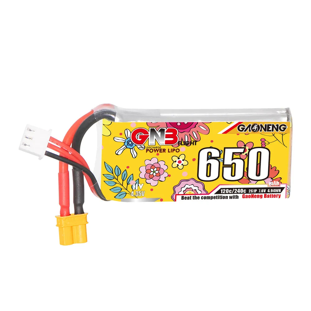 GAONENG GNB LiHV 2S 7.6V 650mAh 120C XT30 LiPo Battery [DG]