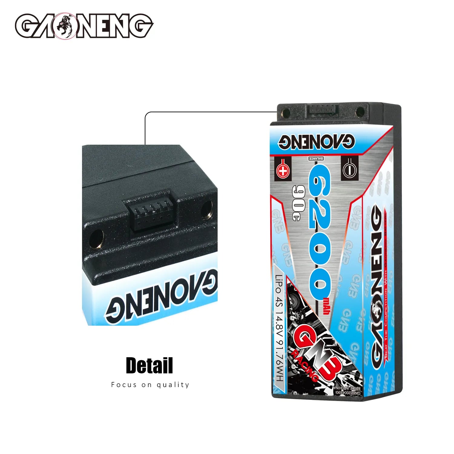 GAONENG GNB 4S 14.8V 6200mAh 90C 5mm Bullet Hard Case LiPo Battery [DG]