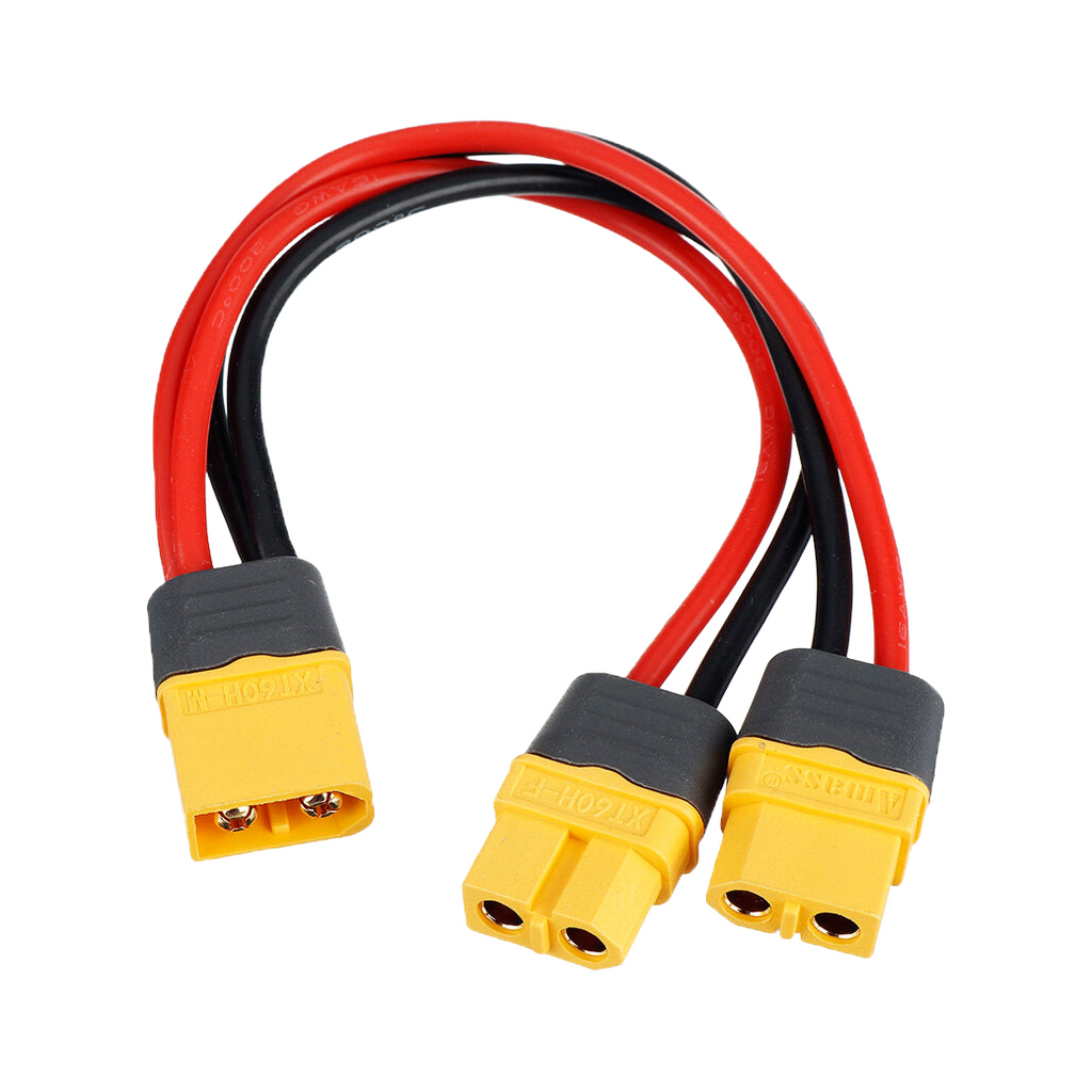Amass 150mm 16AWG XT60 1 Male Plug to XT60 2 Females Plug Parallel Connection Charging Cable