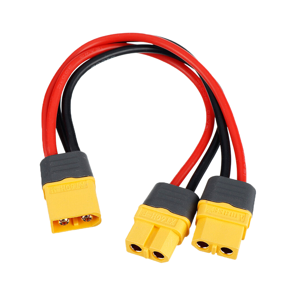 Amass 150mm 16AWG XT60 1 Male Plug to XT60 2 Females Plug Parallel Connection Charging Cable