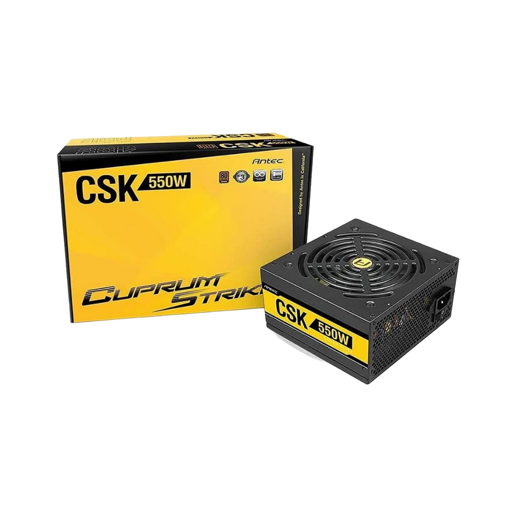 Antec CSK 550W 80+ Bronze, up to 88% Efficiency, Flat Cables, 120mm Silent Fans, 2x PCI-E 8Pin, Continuous power PSU, AQ3 [PC]