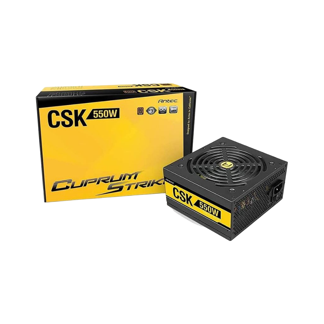 Antec CSK 550W 80+ Bronze, up to 88% Efficiency, Flat Cables, 120mm Silent Fans, 2x PCI-E 8Pin, Continuous power PSU, AQ3 [PC]