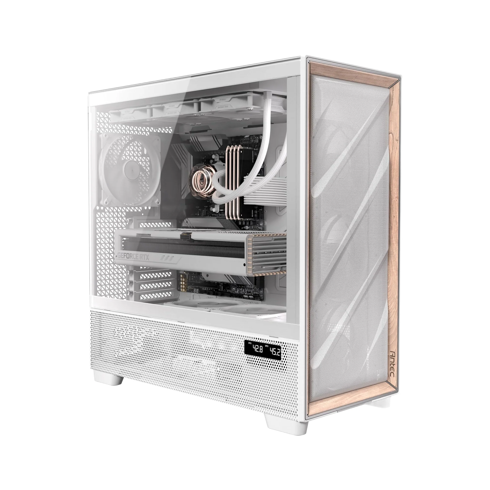 Antec FLUX PRO E-ATX Premium Birch Case — dark-mode product image